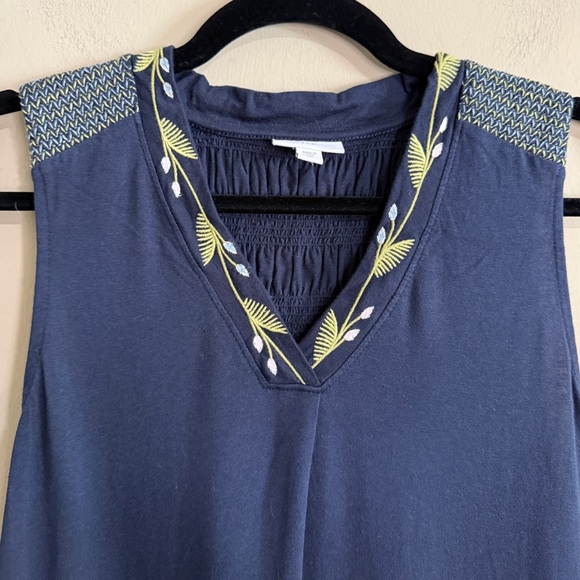 J. Jill Embroidered Smocked-Back Knit Dress. - Picture 4 of 11